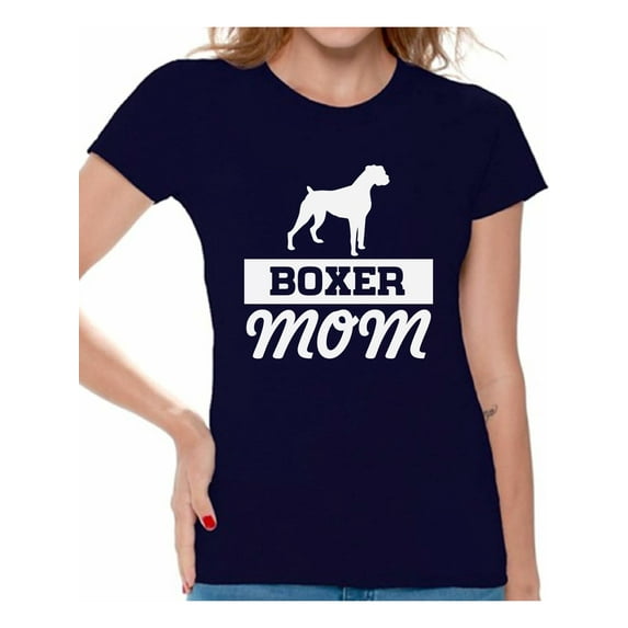 Awkward Styles Women's Boxer Mom Graphic T-shirt Tops Boxer Pug Lover Gift