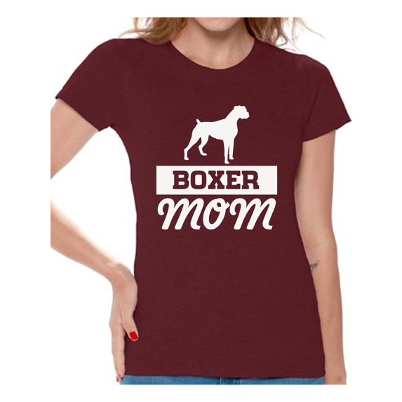 Awkward Styles Women's Boxer Mom Graphic T-shirt Tops Boxer Pug Lover Gift