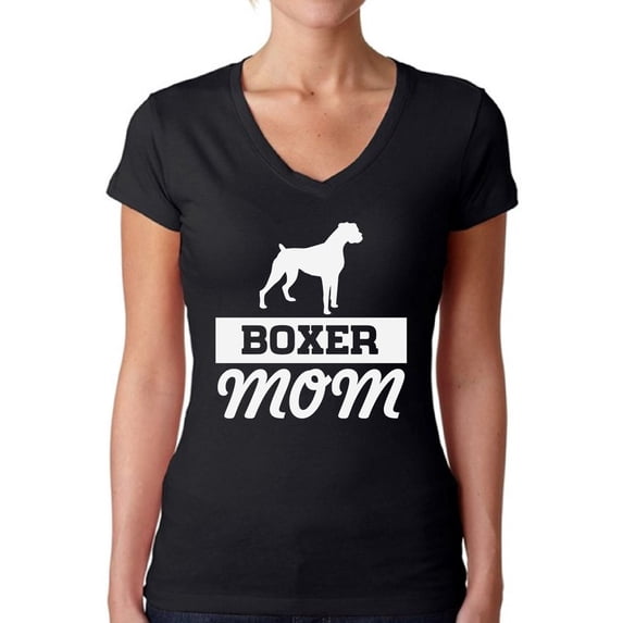 Awkward Styles Women's Boxer Mom V-neck T-shirt Boxer Pug Lover Gift