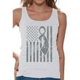 thumbnail image 1 of Awkward Styles Women's Brain Cancer Awareness Graphic Tank Tops Gray Ribbon, 1 of 4