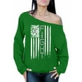 thumbnail image 1 of Awkward Styles Women's Brain Cancer Graphic Off Shoulder Tops Oversized Sweatshirt Distressed American Flag Fight Gray Ribbon, 1 of 4