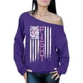 thumbnail image 1 of Awkward Styles Women's Breast Cancer American Flag Distressed Graphic Off Shoulder Tops Oversized Sweatshirt Fight Pink Ribbon, 1 of 4