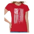 thumbnail image 1 of Awkward Styles Women's Breast Cancer American Flag Distressed Graphic T-shirt Tops Fight Pink Ribbon, 1 of 4