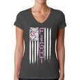 thumbnail image 1 of Awkward Styles Women's Breast Cancer American Flag Distressed V-neck T-shirt Fight Pink Ribbon, 1 of 4