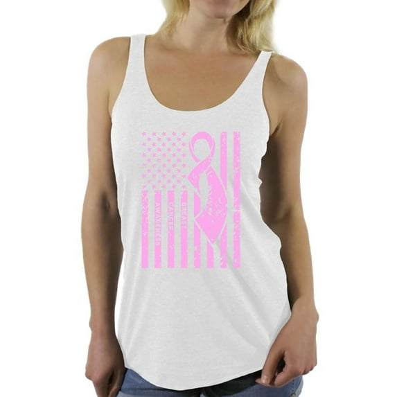 Awkward Styles Women's Breast Cancer Awareness Graphic Racerback Tank Tops Pink Ribbon