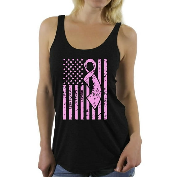 Awkward Styles Women's Breast Cancer Awareness Graphic Racerback Tank Tops Pink Ribbon