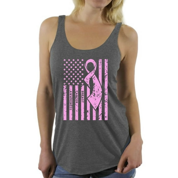 Awkward Styles Women's Breast Cancer Awareness Graphic Racerback Tank Tops Pink Ribbon