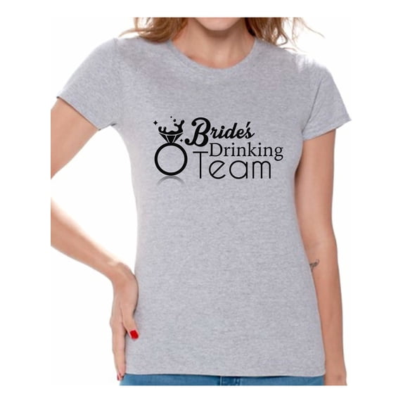 Awkward Styles Women's Bride`s Drinking Team Graphic T-shirt Tops Bachelorette Party Wedding