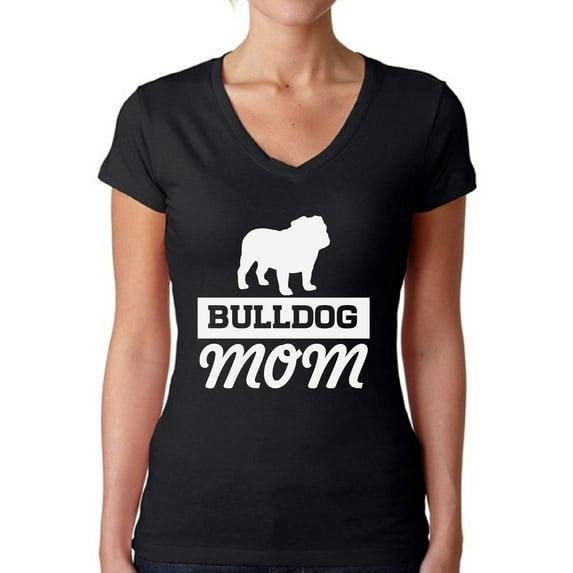 Awkward Styles Women's Bulldog Mom V-neck T-shirt Dog Lover Mom's Gift