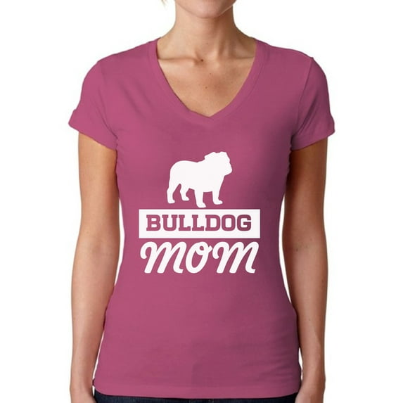 Awkward Styles Women's Bulldog Mom V-neck T-shirt Dog Lover Mom's Gift