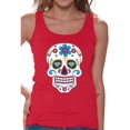 thumbnail image 1 of Awkward Styles Women's Colorful Skull Graphic Tank Tops Candy Skull Dia De Los Muertos, 1 of 4