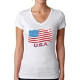 thumbnail image 1 of Awkward Styles Women's Distressed USA Flag V-neck T-shirt USA Independence Day 4th Of July, 1 of 4