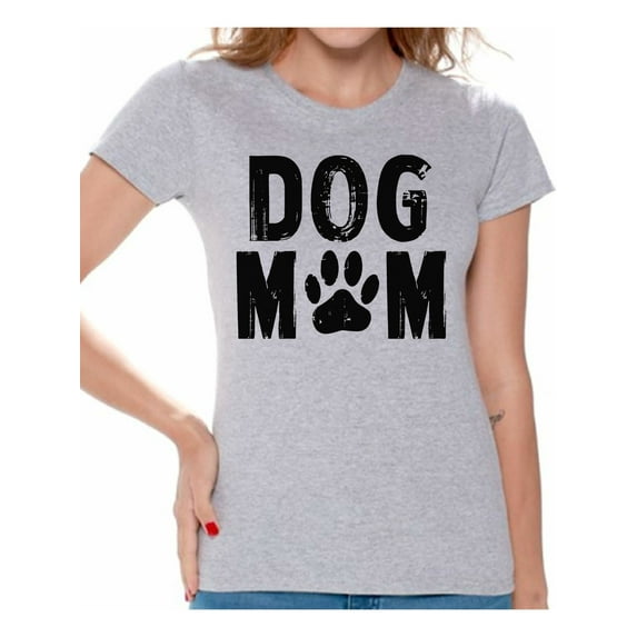 Awkward Styles Women's Dog Mom Graphic T-shirt Tops Dog Lover Paw Print