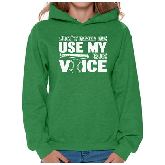 Awkward Styles Women's Don't Make Me Use My Baseball Mom Voice Funny Graphic Hoodie Tops White