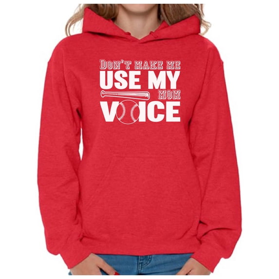 Awkward Styles Women's Don't Make Me Use My Baseball Mom Voice Funny Graphic Hoodie Tops White