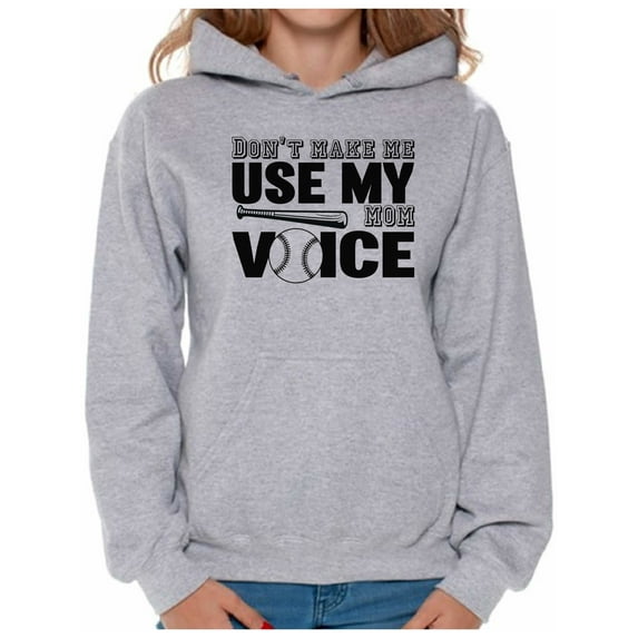 Awkward Styles Women's Don't Make Me Use My Baseball Mom Voice Graphic Hoodie Tops Black Sport Mom