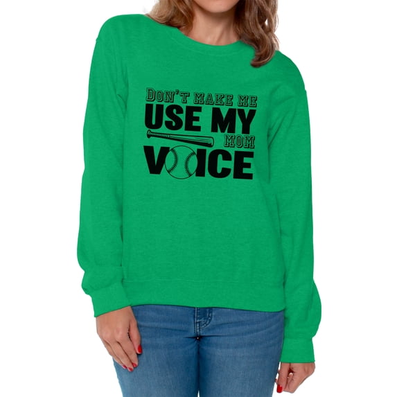 Awkward Styles Women's Don't Make Me Use My Baseball Mom Voice Graphic Sweatshirt Tops Black Sport Mom