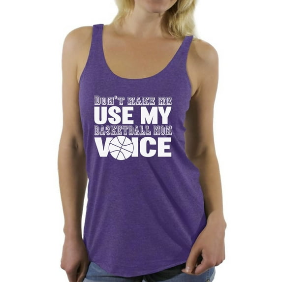Awkward Styles Women's Don't Make Me Use My Basketball Mom Voice Graphic Racerback Tank Tops White Sport Moms