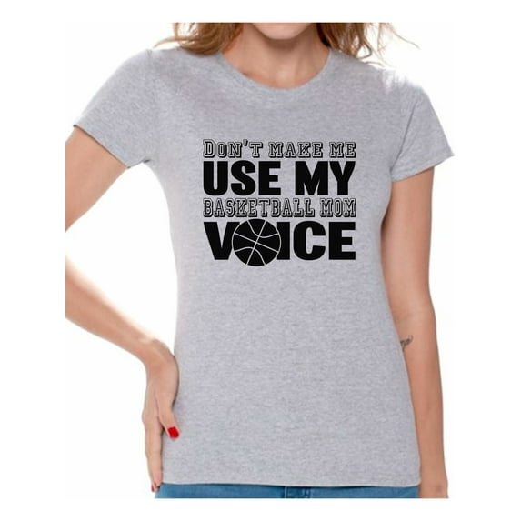 Awkward Styles Women's Don't Make Me Use My Basketball Mom Voice Graphic T-shirt Tops Black Sport Mom