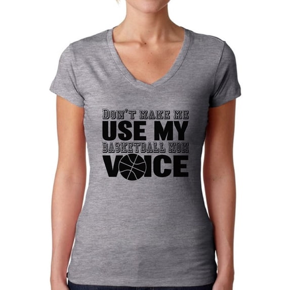 Awkward Styles Women's Don't Make Me Use My Basketball Mom Voice V-neck T-shirt Black Sport Mom