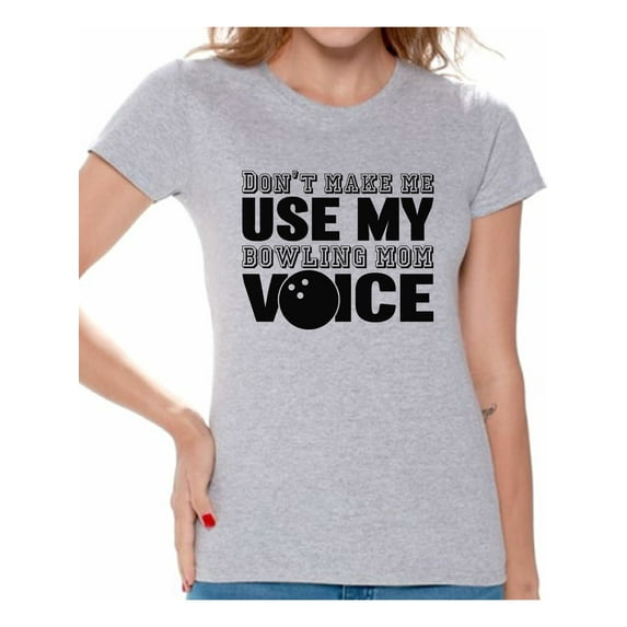 Awkward Styles Women's Don't Make Me Use My Bowling Mom Voice Graphic T-shirt Tops Black Sport Moms Gift