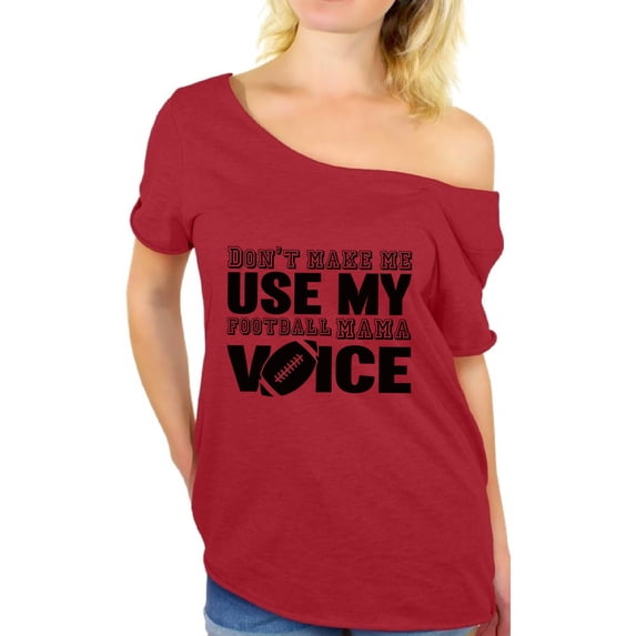 Awkward Styles Women's Don't Make Me Use My Football Mom Voice Graphic Off Shoulder Tops T-shirt Black Sport Moms