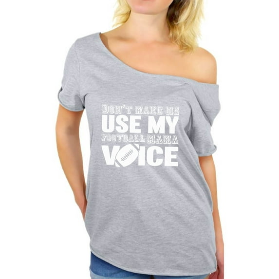 Awkward Styles Women's Don't Make Me Use My Football Mom Voice Graphic Off Shoulder Tops T-shirt White Football Mom