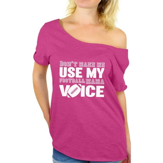 Awkward Styles Women's Don't Make Me Use My Football Mom Voice Graphic Off Shoulder Tops T-shirt White Football Mom