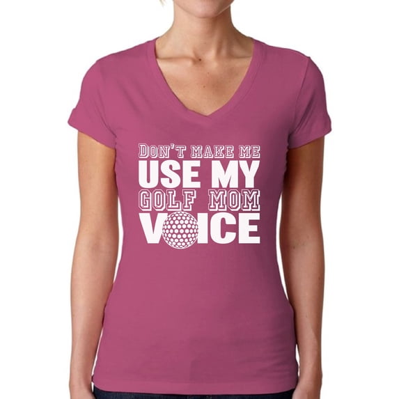 Awkward Styles Women's Don't Make Me Use My Golf Mom Voice Golfing V-neck T-shirt White Sport Mom