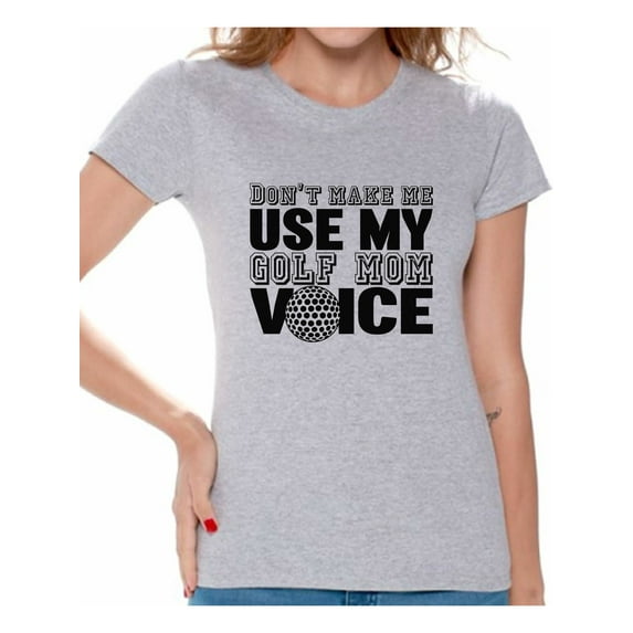 Awkward Styles Women's Don't Make Me Use My Golf Mom Voice Mothering Graphic T-shirt Tops Black Golfing