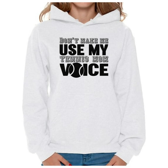 Awkward Styles Women's Don't Make Me Use My Tennis Mom Voice Graphic Hoodie Tops Black Sport Moms