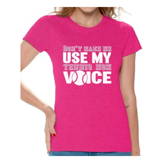 Awkward Styles Women's Don't Make Me Use My Tennis Mom Voice Graphic T-shirt Tops White Mothering