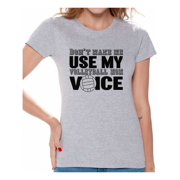 Awkward Styles Women's Don't Make Me Use My Volleyball Mom Voice Graphic T-shirt Tops Black Sport Moms