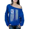 thumbnail image 1 of Awkward Styles Women's Fight Cancer Graphic Off Shoulder Tops Oversized Sweatshirt USA Flag Purple Ribbon for Awareness, 1 of 4