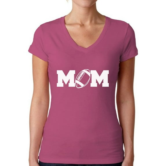 Awkward Styles Women's Football Mom V-neck T-shirt White Mother's Day Gift Sports Mom