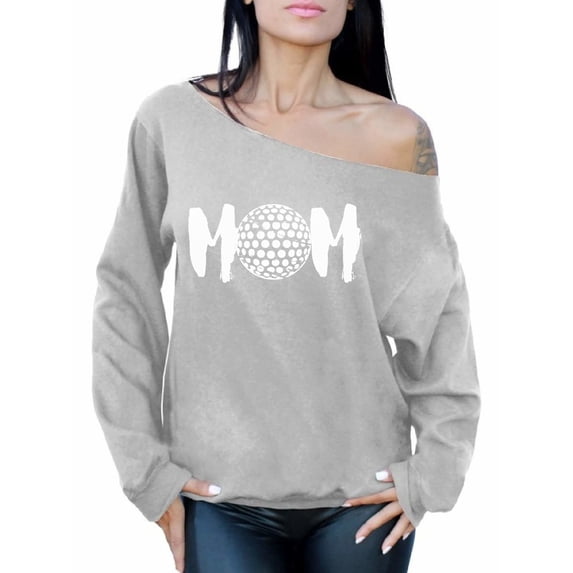 Awkward Styles Women's Golf MOM Golfing Graphic Off Shoulder Tops Oversized Sweatshirt White Sport Mom's Gift Mother's Day