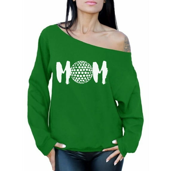 Awkward Styles Women's Golf MOM Golfing Graphic Off Shoulder Tops Oversized Sweatshirt White Sport Mom's Gift Mother's Day