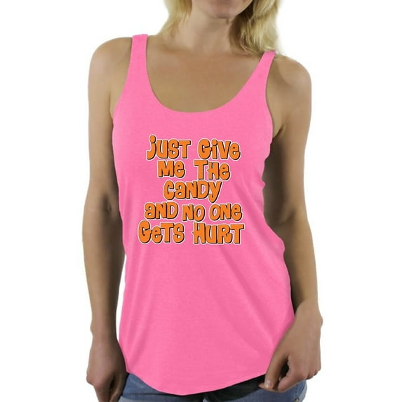 Awkward Styles Women's Halloween Graphic Racerback Tank Tops Just Give Me The Candy and No One Gets Hurt