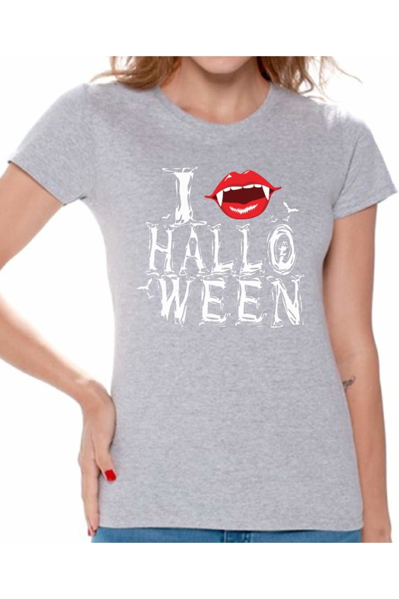 Women's Halloween Graphic T-shirt Tops I Fangs Halloween Vampire Fangs