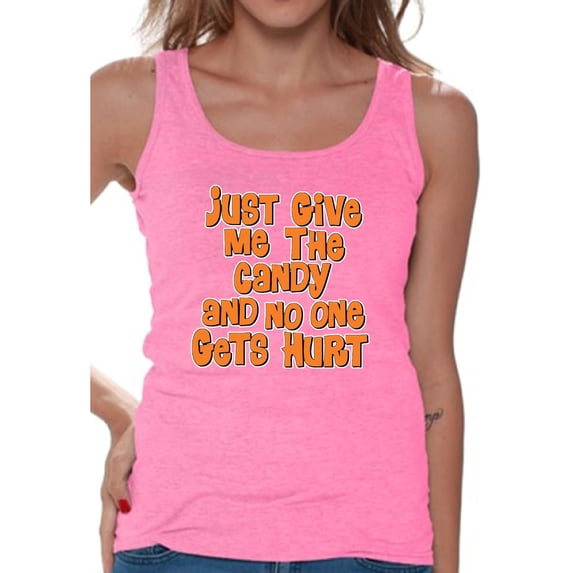 Awkward Styles Women's Halloween Graphic Tank Tops Just Give Me The Candy and No One Gets Hurt