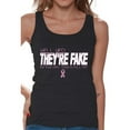 thumbnail image 1 of Awkward Styles Women's Hell Yes They're Fake Graphic Tank Tops Pink Ribbon Breast Cancer Awareness, 1 of 4