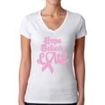 thumbnail image 1 of Awkward Styles Women's Hope Believe Love V-neck T-shirt Pink Ribbon Breast Cancer Awareness, 1 of 4