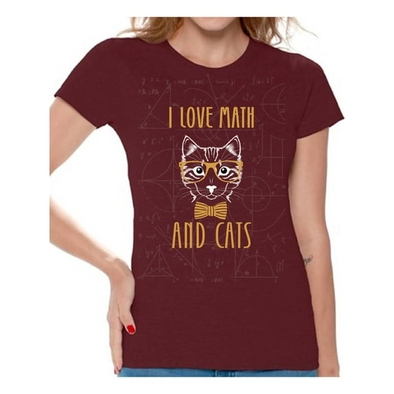 Awkward Styles Women's Humor Shirts Womens Humor Graphic Tees I Love Math and Cats Shirt Womens Novelty Sarcastic Funny T-shirts