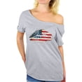 thumbnail image 1 of Awkward Styles Women's I Am An All American Girl Graphic Off Shoulder Tops T-shirt Lips USA Flag 4th of July, 1 of 4