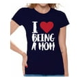 thumbnail image 1 of Awkward Styles Women's I Love Being A Mom Heart Graphic T-shirt Tops White Mother's Day Gift, 1 of 4