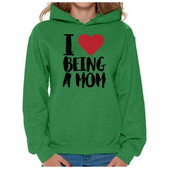 Awkward Styles Women's I Love Being A Mom Mothering Graphic Hoodie Tops Black Mother's Day Gift Idea