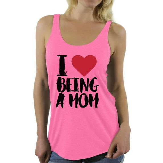 Awkward Styles Women's I Love Being A Mom Mothering Graphic Racerback Tank Tops Black Mother's Day Gift Idea