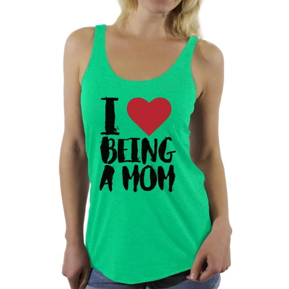 Awkward Styles Women's I Love Being A Mom Mothering Graphic Racerback Tank Tops Black Mother's Day Gift Idea