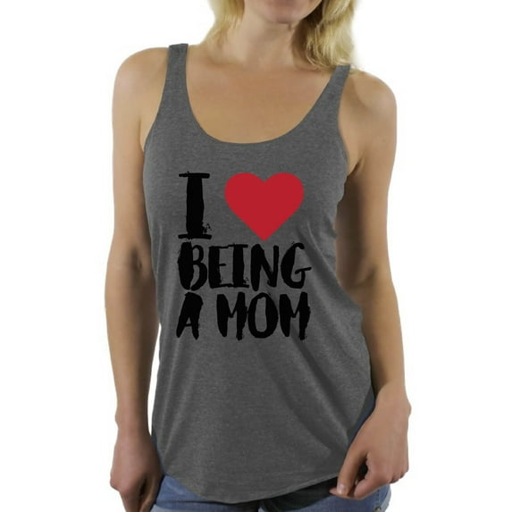 Awkward Styles Women's I Love Being A Mom Mothering Graphic Racerback Tank Tops Black Mother's Day Gift Idea