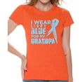 thumbnail image 1 of Awkward Styles Women's I Wear Blue for My Grandpa Graphic T-shirt Tops Prostate Cancer Awareness Ribbon, 1 of 4
